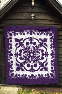 Hawaii Premium Quilt Royal Pattern - Purple And White - Polynesian Pride