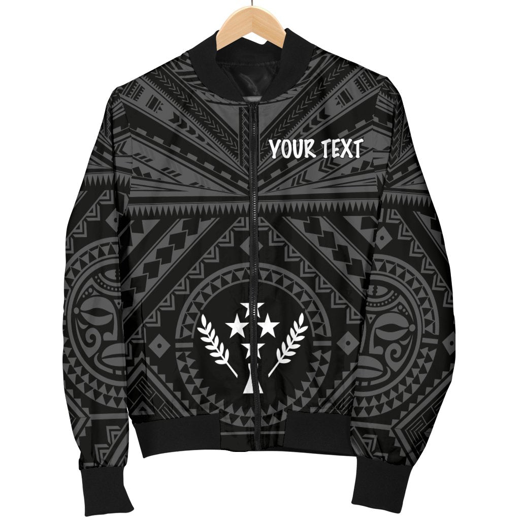 Kosrae Personalised Men's Bomber Jacket - Kosrae Flag In Polynesian Tattoo Style (Black) - Polynesian Pride