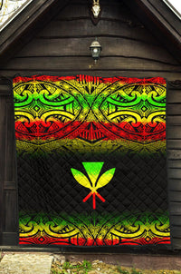 Hawaii Premium Quilt - Reggae Kanaka Maoli Polynesian Tattoo & Black Frog - Polynesian Pride