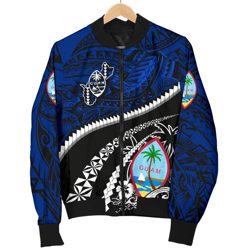 Guam Men's Bomber Jacket Polynesian Shark Tattoo - Polynesian Pride