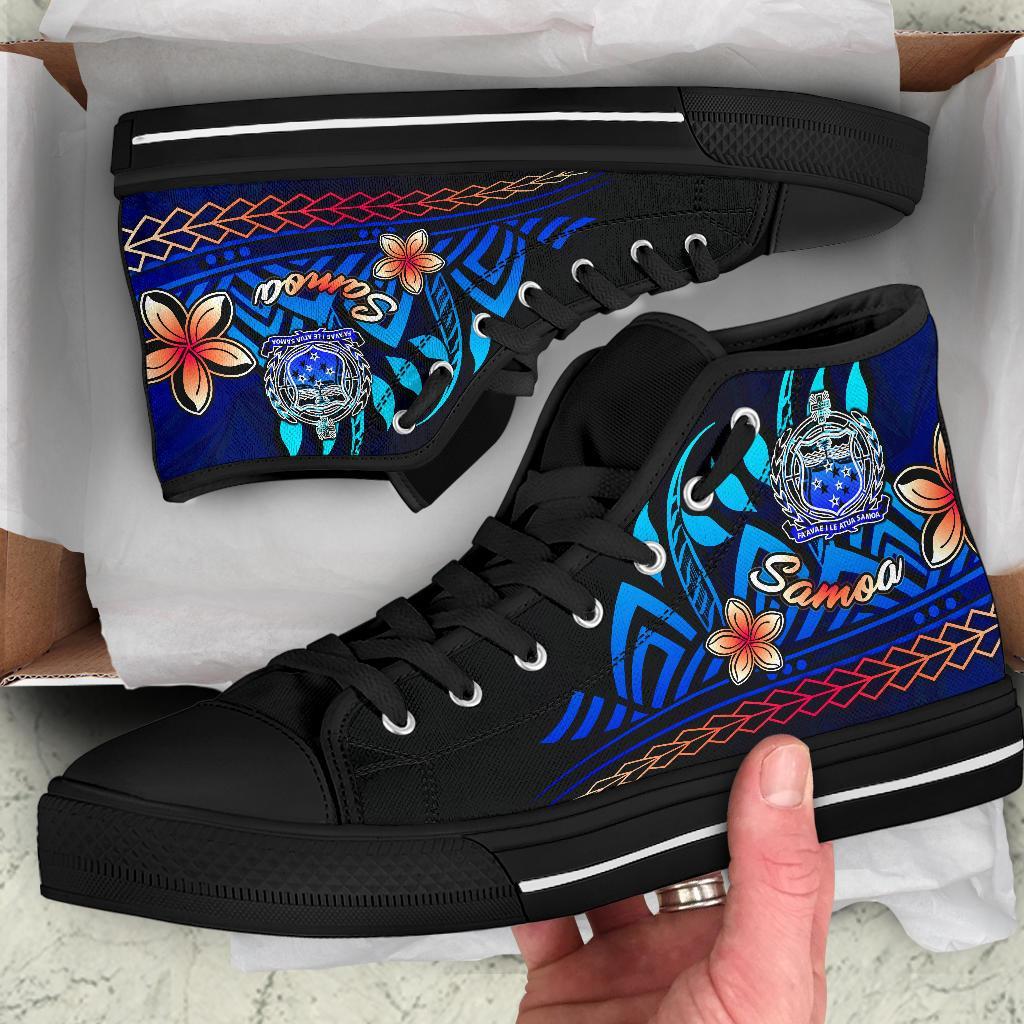 Samoa High Top Shoes Blue - Vintage Tribal Mountain - Polynesian Pride