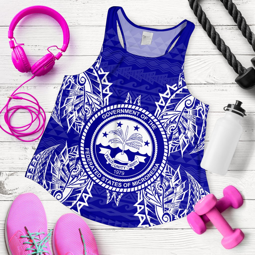 Federated States Of Micronesian Polynesian Women Tank Top Map Blue - Polynesian Pride