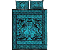 Hawaii Polynesian Pele Kanaka Quilt Bed Set Blue - Polynesian Pride