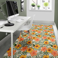 Tropical Flowers Hibiscus Pink Yellow Rug - Polynesian Pride