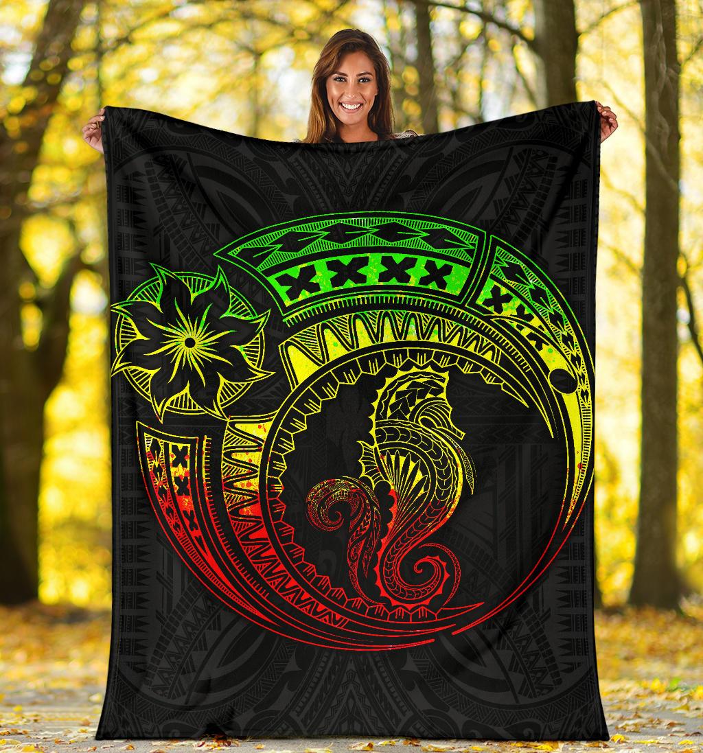 Seahorse Polynesian Blanket - Polynesian Tattoo Reggae - Polynesian Pride