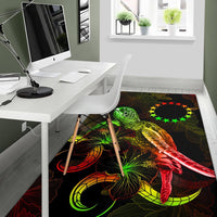Cook Islands Polynesian Area Rugs - Turtle With Blooming Hibiscus Reggae - Polynesian Pride