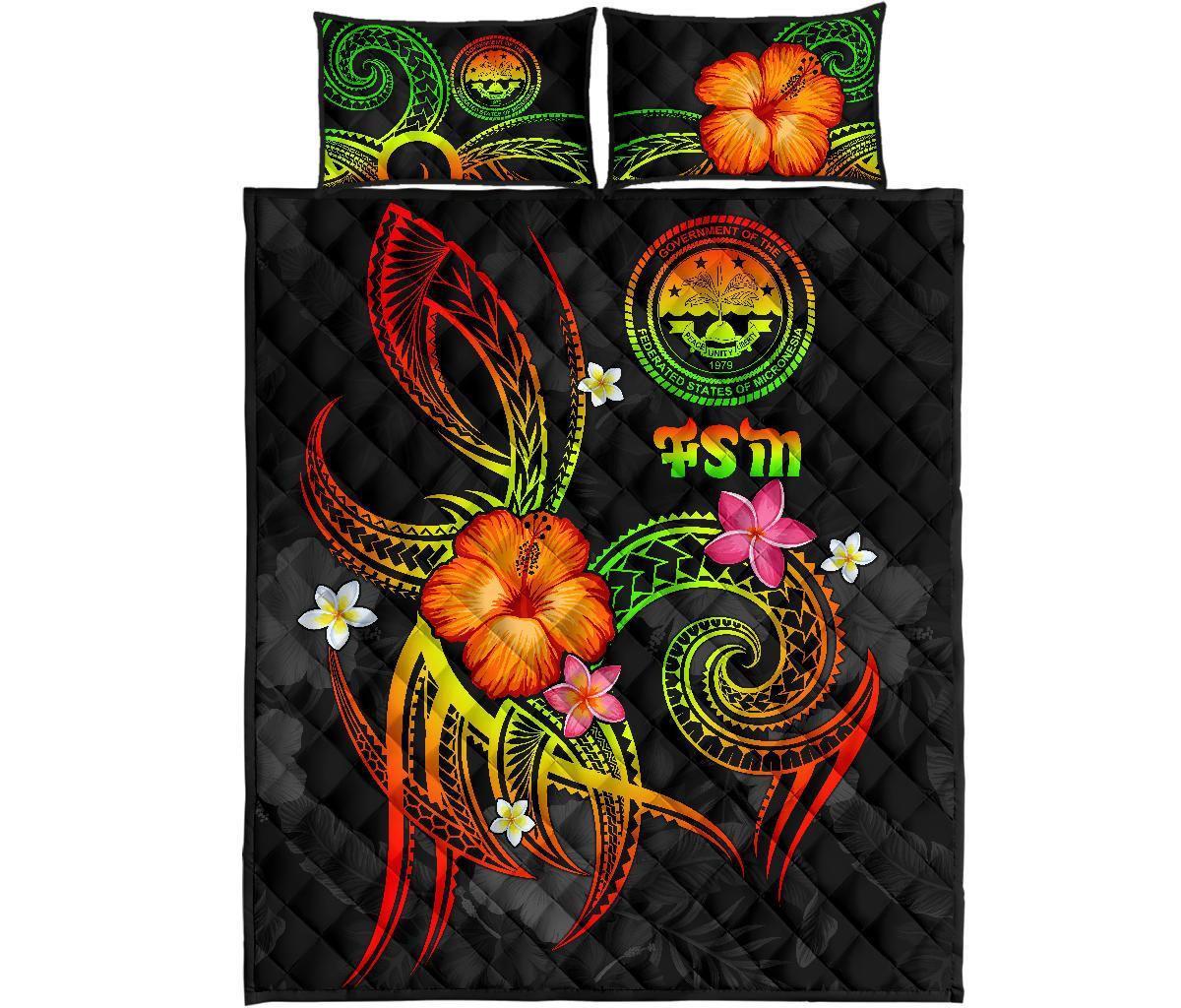 Federated States of Micronesia Polynesian Quilt Bed Set - Legend of FSM (Reggae) - Polynesian Pride