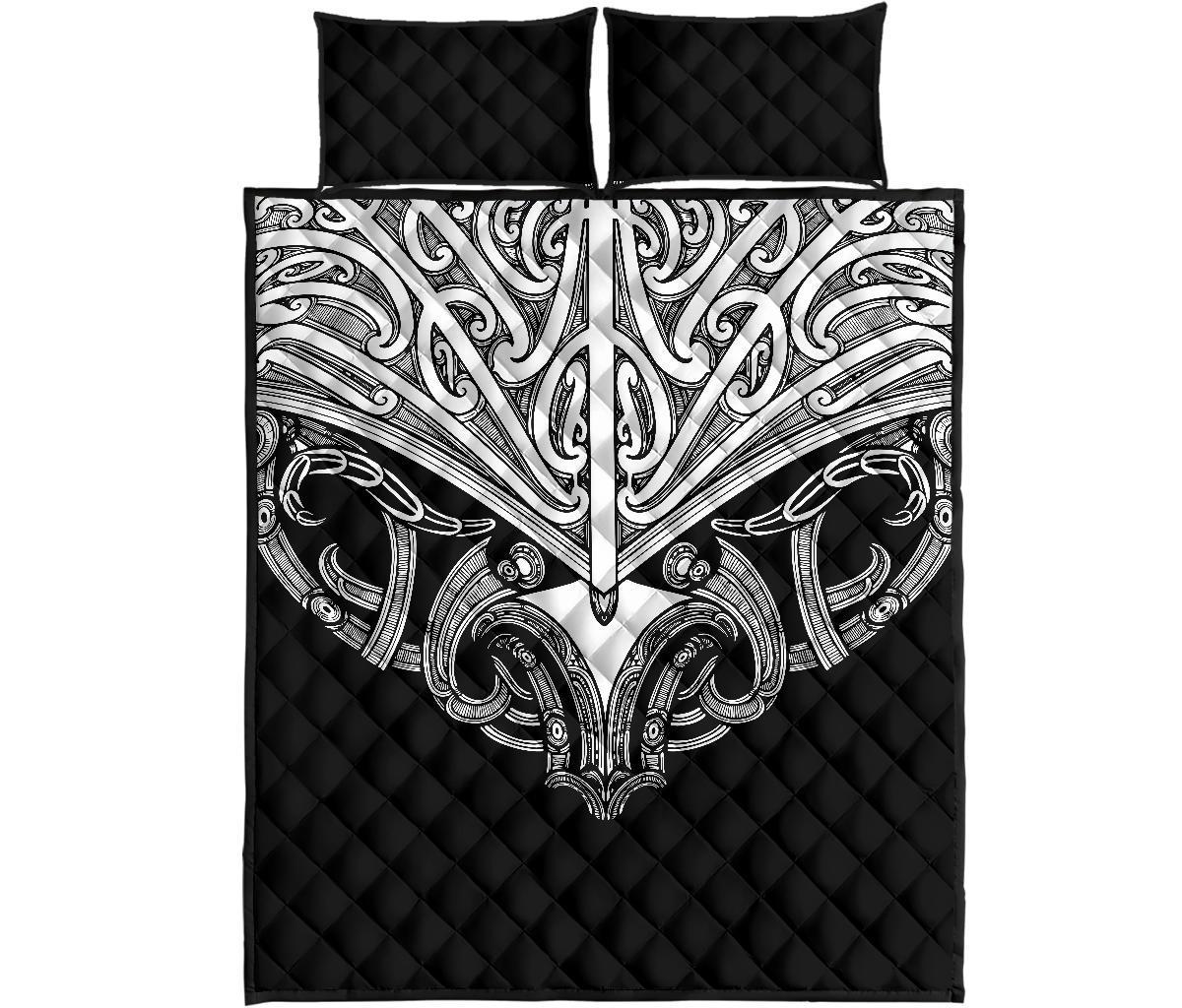 Quilt Bed Set Nz Maori Tattoo Koru White - Polynesian Pride