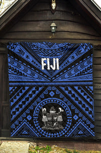Fiji Premium Quilt - Fiji Seal With Polynesian Tattoo Style (Blue) - Polynesian Pride