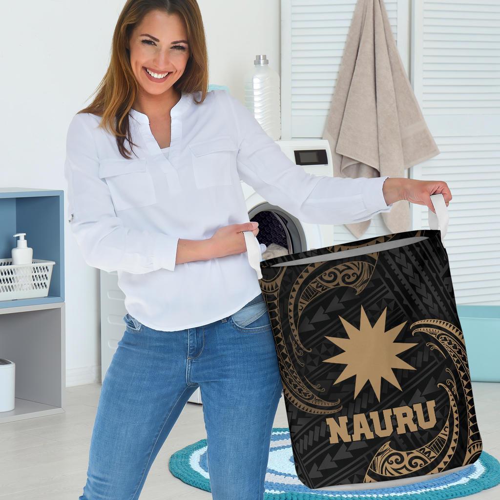 Nauru Polynesian Laundry Basket - Gold Tribal Wave - Polynesian Pride