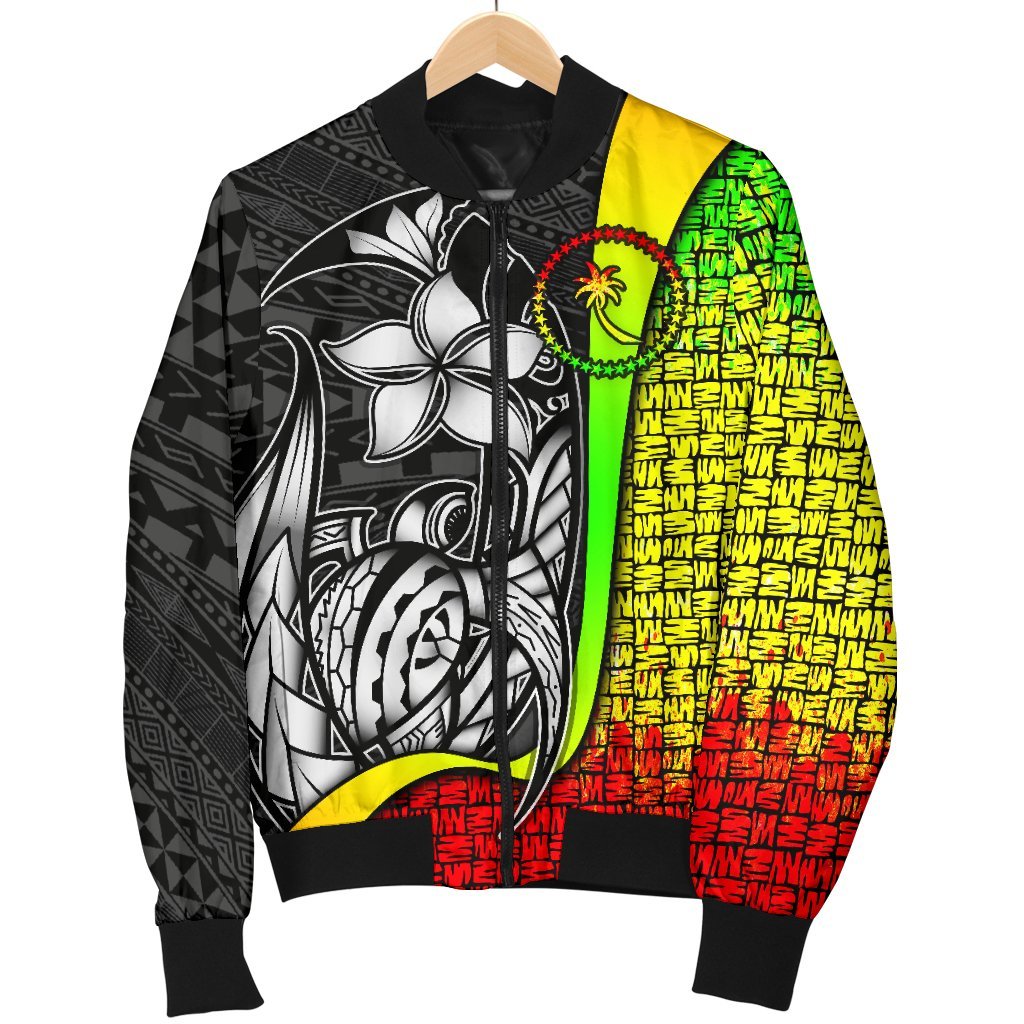 Chuuk Micronesian Men's Bomber Jackets Reggae - Turtle With Hook - Polynesian Pride