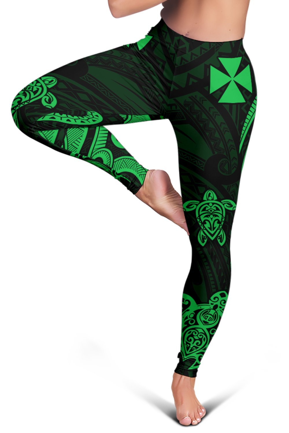 Wallis and Futuna Women's Leggings - Green Tentacle Turtle - Polynesian Pride