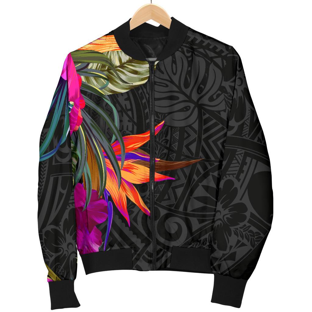 Polynesian Men's Bomber Jacket - Hibiscus Pattern - Polynesian Pride