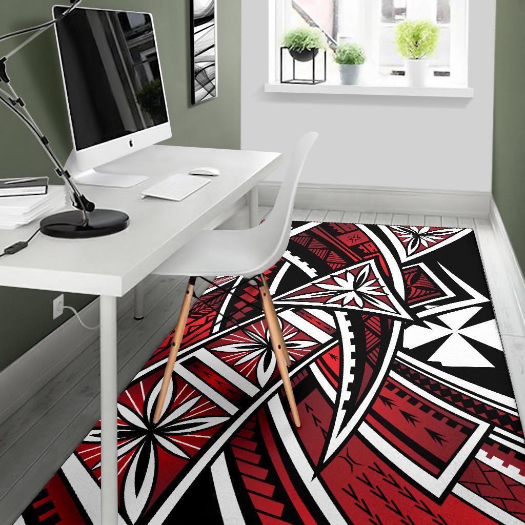 Wallis and Futuna Area Rug - Tribal Flower Special Pattern Red Color - Polynesian Pride