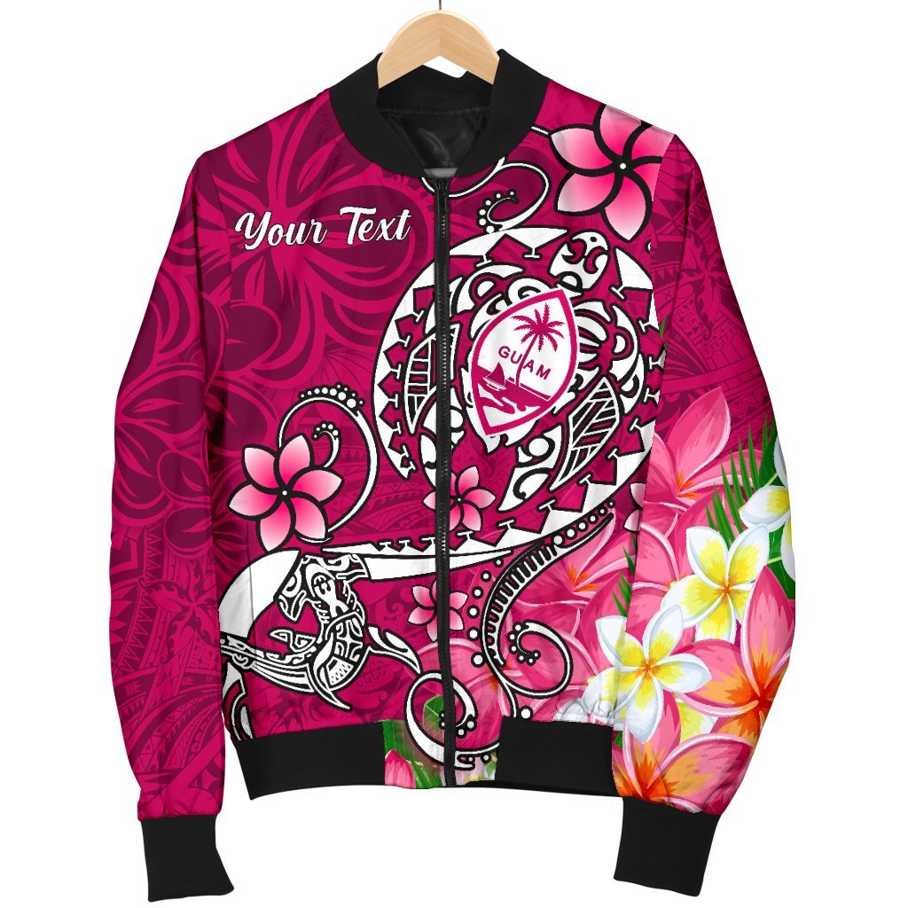 Guam Custom Personalised Men's Bomber Jacket - Turtle Plumeria (Pink) - Polynesian Pride