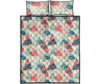 Hawaii Quilt Bed Set Tropical Leaf Triangle Pattern AH - Polynesian Pride