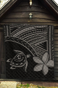 Hawaii Quilt - Hawaii Turtle Plumeria Quilt Grey - Polynesian Pride