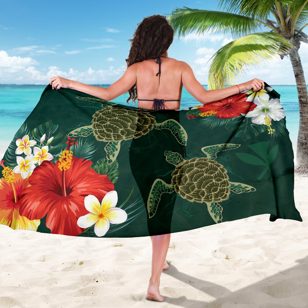Hawaii Sea Turtle Hibiscus Plumeria Sarong - Polynesian Pride