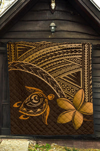 Hawaii Quilt - Hawaii Turtle Plumeria Quilt Brown - Polynesian Pride