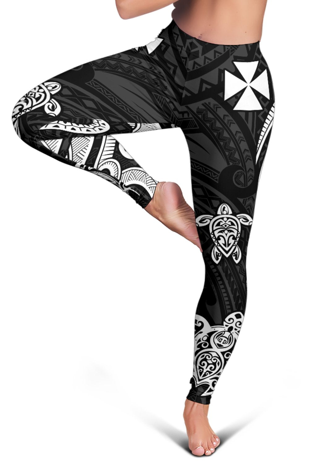 Wallis and Futuna Women's Leggings - White Tentacle Turtle - Polynesian Pride