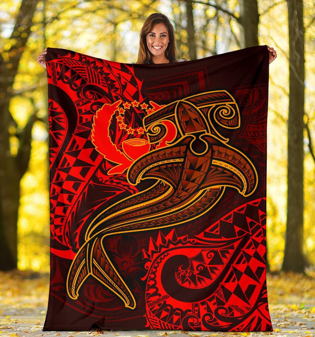 Pohnpei Premium Blanket - Red Shark Polynesian Tattoo - Polynesian Pride