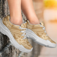Polynesian Plumeria Mix Gold Chunky Sneakers - Polynesian Pride