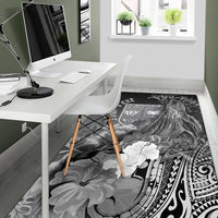 Fiji Custom Personalised Area Rug - Humpback Whale with Tropical Flowers (White) - Polynesian Pride