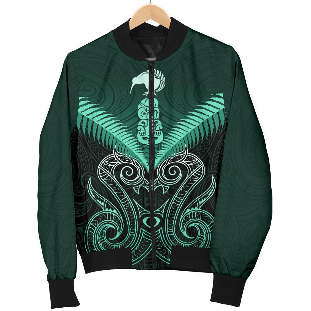 Maori Manaia New Zealand Women Bomber Jacket Turquoise - Polynesian Pride