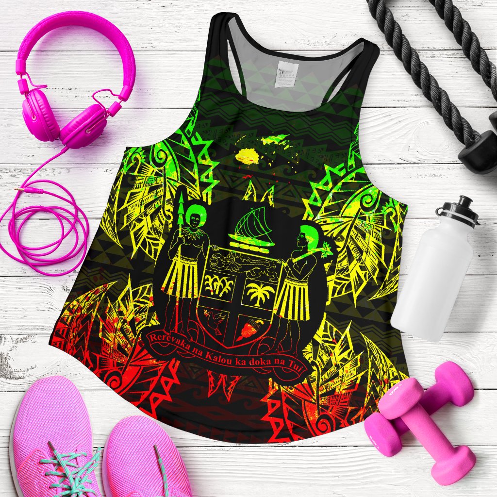 Fiji Polynesian Women Tank Top Map Reggae - Polynesian Pride