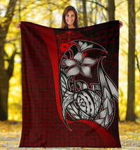 Samoa Polynesian Premium Blanket Red - Turtle With Hook - Polynesian Pride