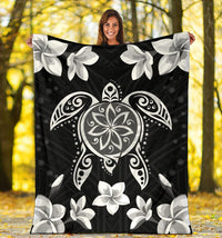 Hawaiian Silver Turtle Plumeria Blanket - Polynesian Pride
