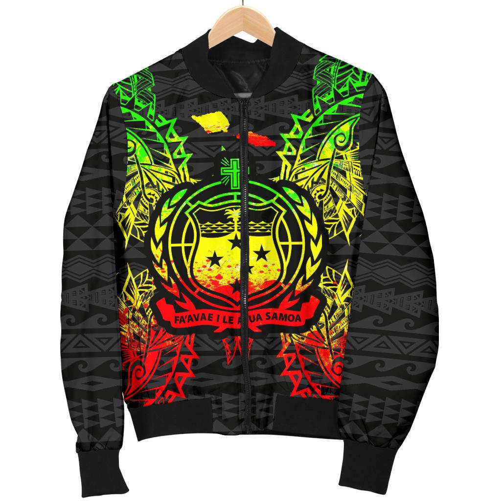 Samoa Polynesian Men's Bomber Jacket Map Reggae - Polynesian Pride