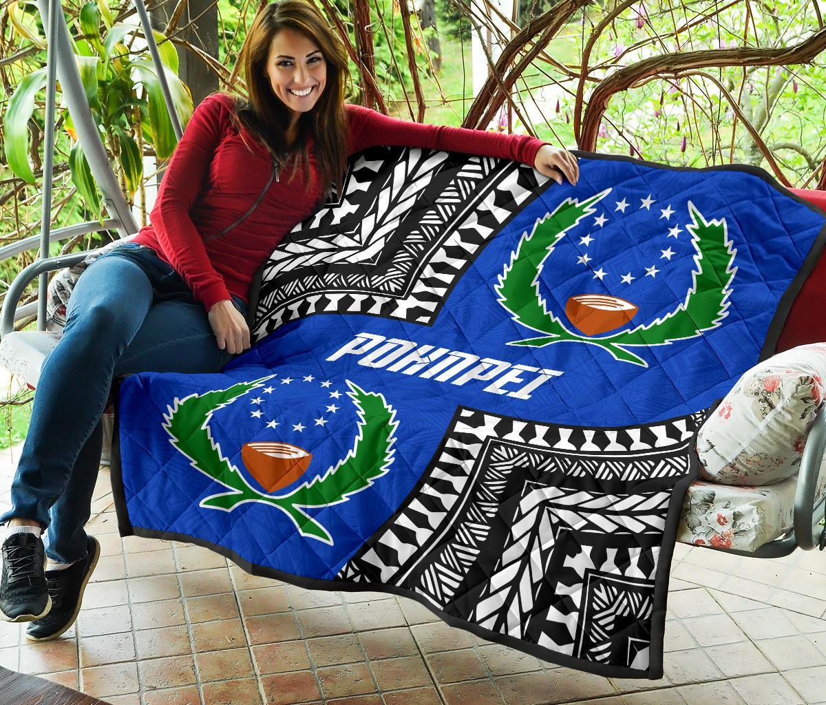 Pohnpei Premium Quilt - Pohnpei Flag Micronesian Pattern - Polynesian Pride