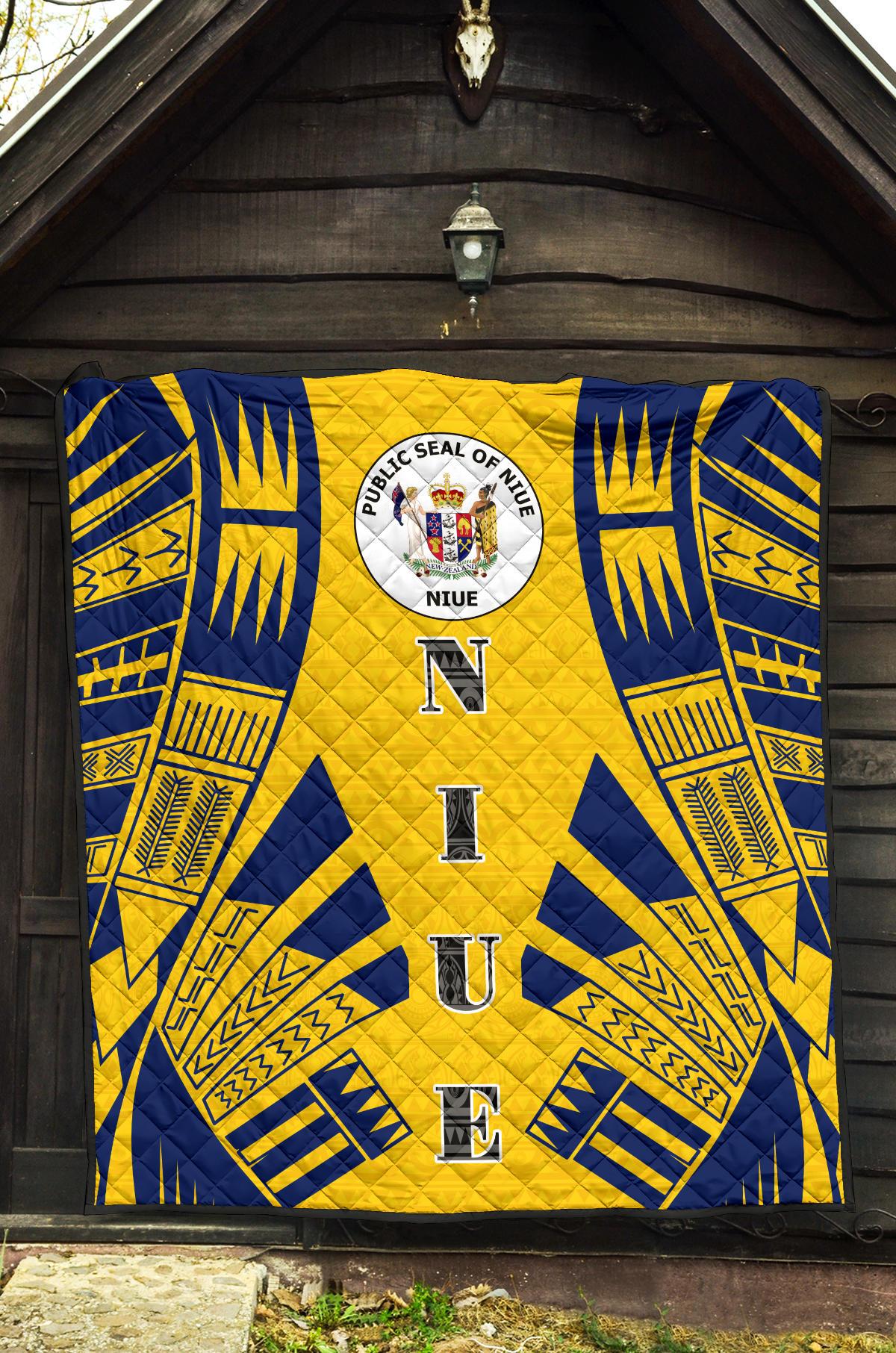 Niue Premium Quilt - Niue Seal Polynesian Dark BLue Tattoo - Polynesian Pride