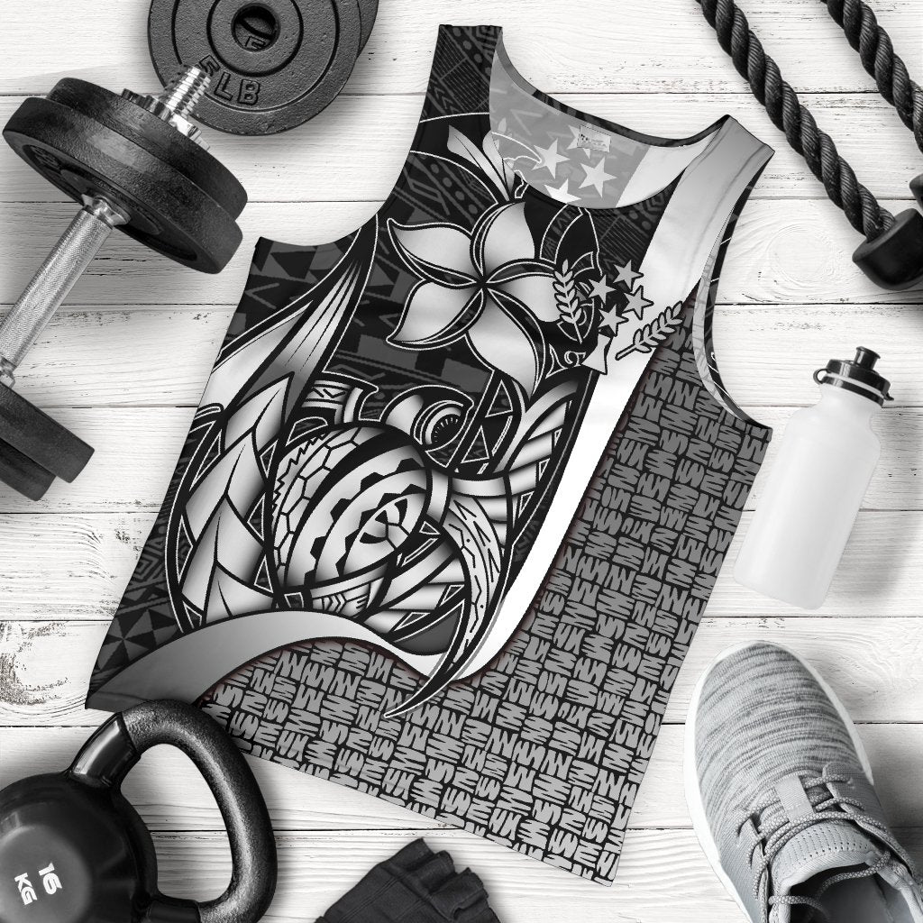 Kosrae Micronesia Men's Tank Top White - Turtle With Hook - Polynesian Pride