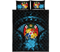 Tonga Polynesian Quilt Bed Set Hibiscus Blue - Polynesian Pride