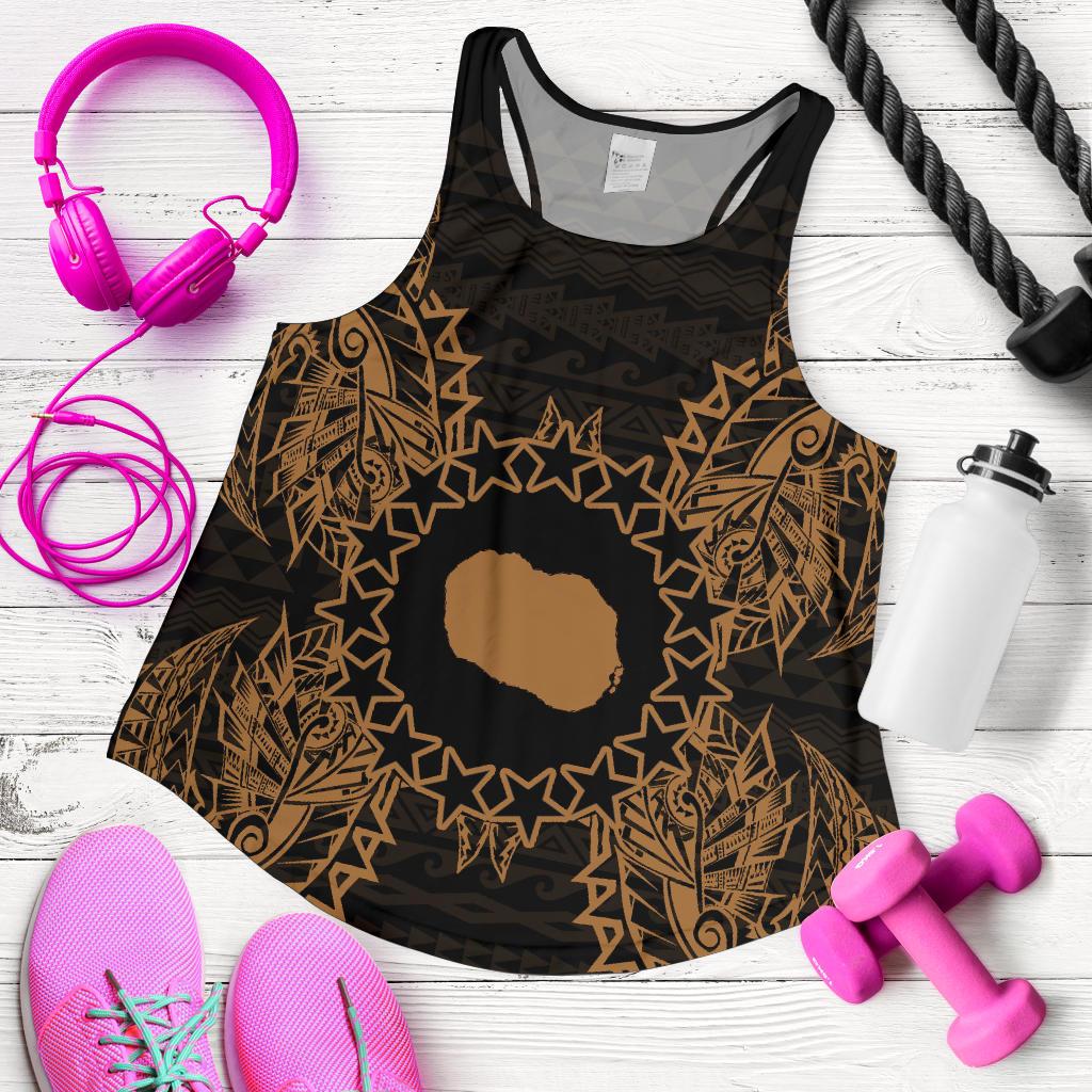 Cook Islands Polynesian Women Tank Top Map Gold - Polynesian Pride