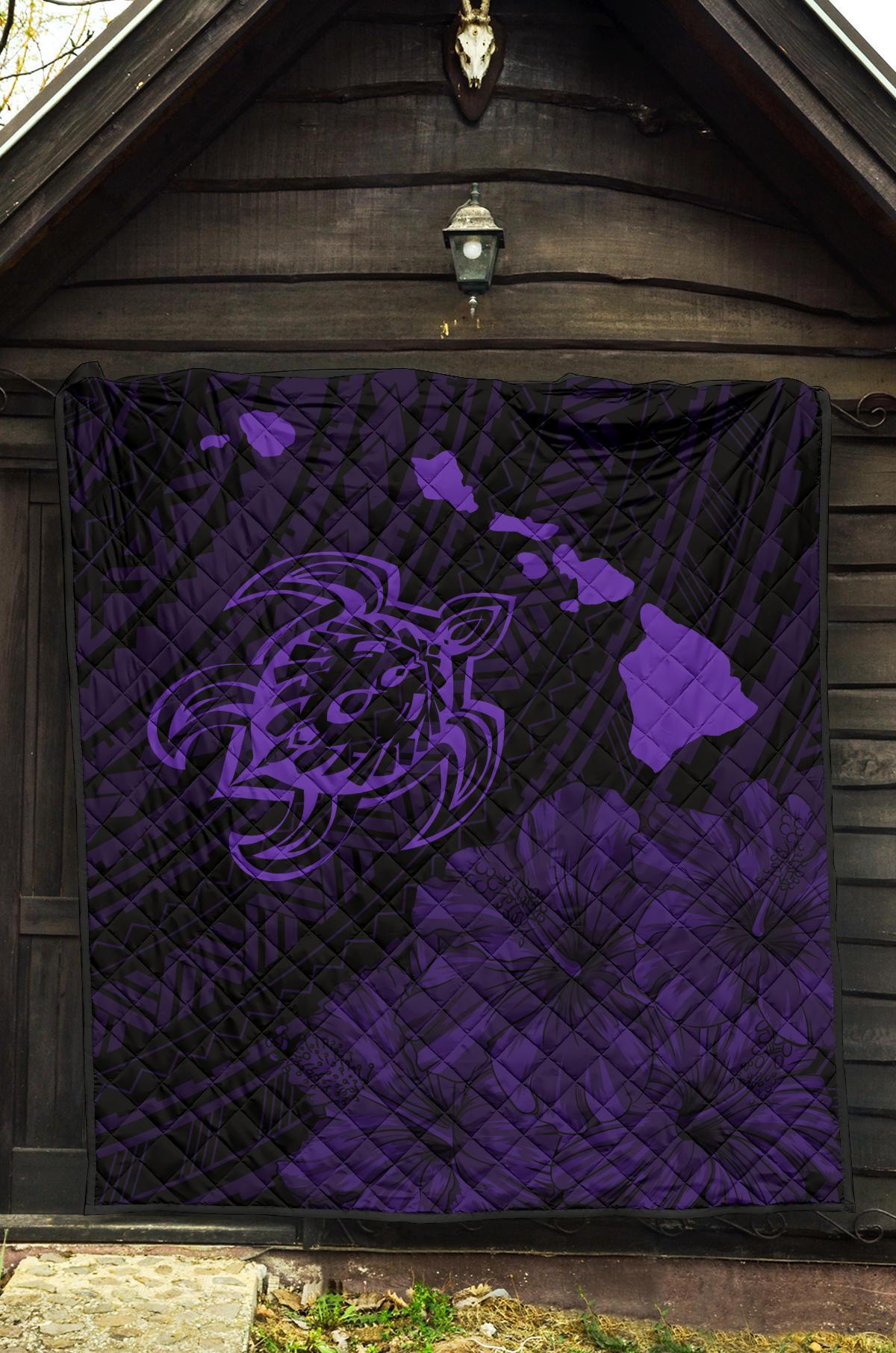Hawaii Sea Turtle Is Swimming Toward Premium Quilt Purple - Polynesian Pride