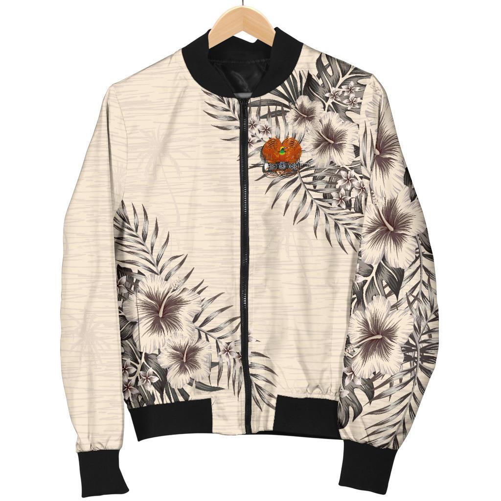 Papua New Guinea Men's Bomber Jacket - The Beige Hibiscus - Polynesian Pride