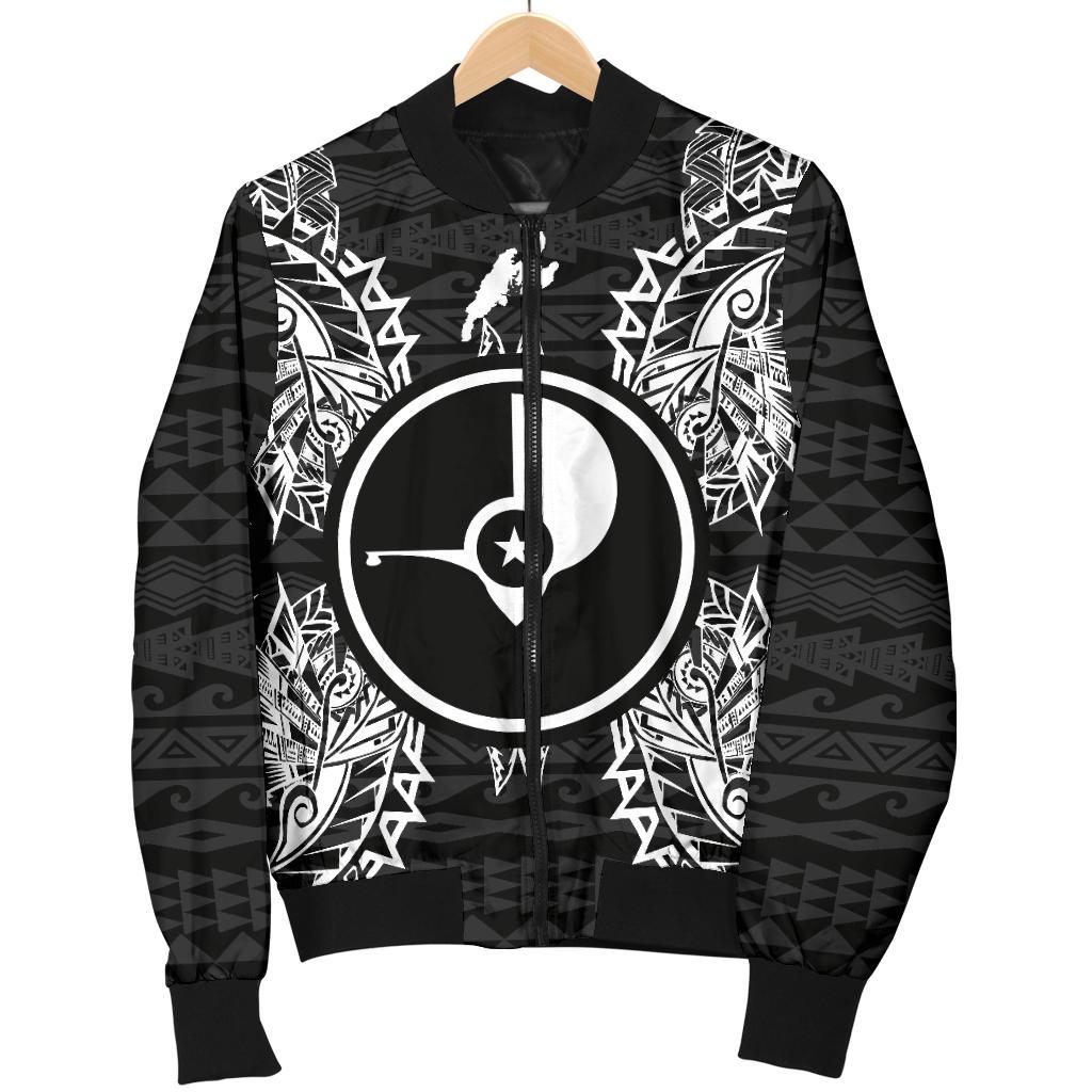 Yap Polynesian Men's Bomber Jacket Map Black - Polynesian Pride