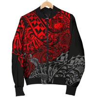 Samoa Polynesian Bomber Jacket (Men) - Red Turtle Flowing - Polynesian Pride