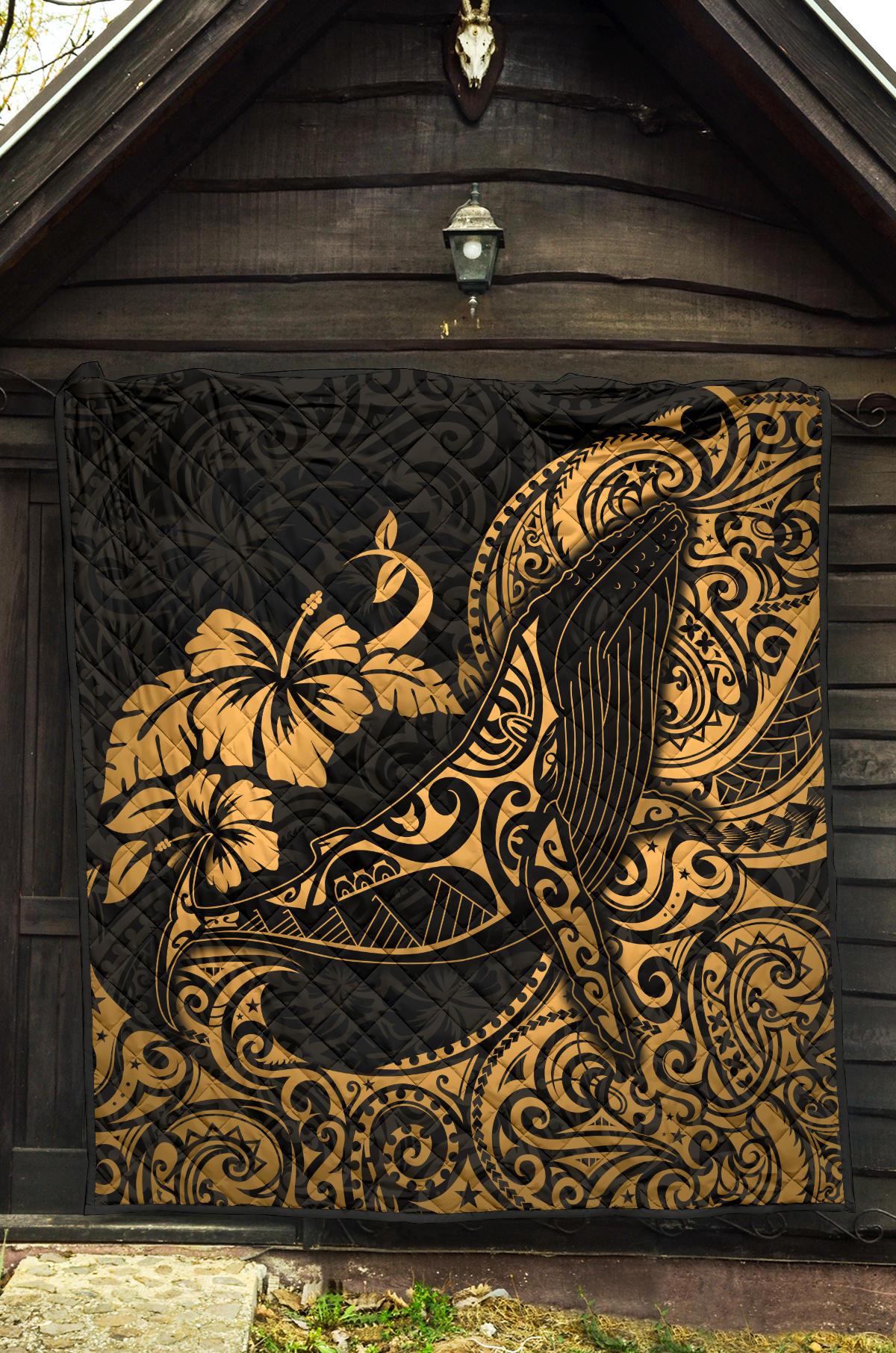 Polynesian Hawaii Premium Quilt - Polynesian Golden Humpback Whale - Polynesian Pride