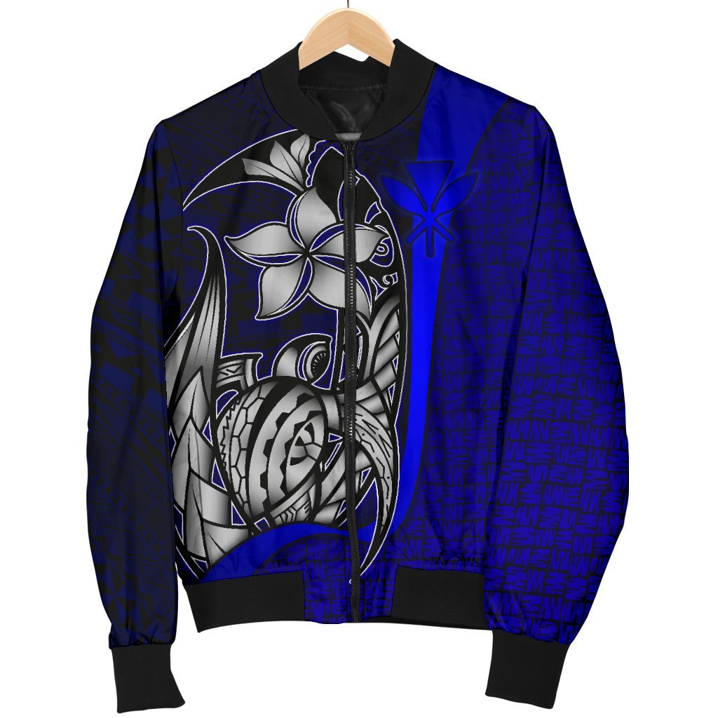 Polynesian Hawaii Men Bomber Jacket Blue - Turtle with Hook BLUE - Polynesian Pride