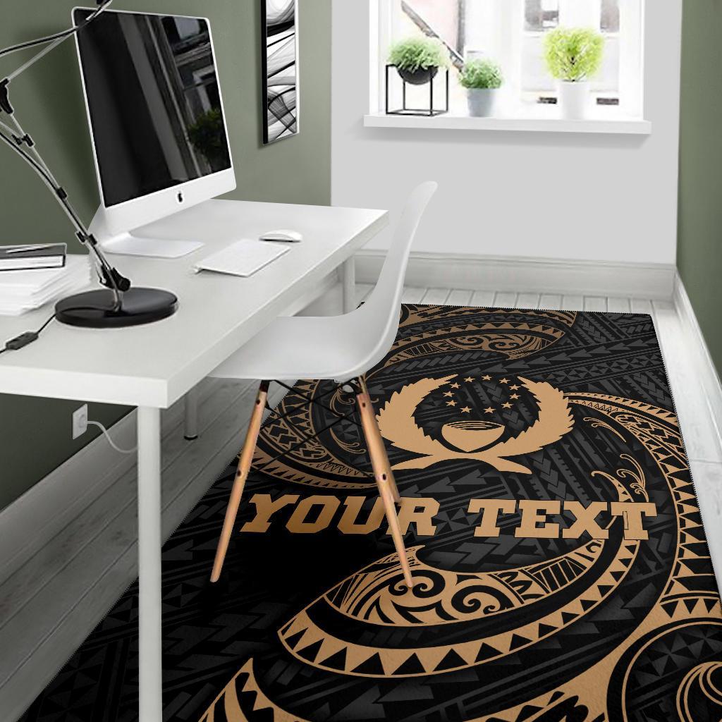 Pohnpei Micronesia Custom Personalised Area Rug - Gold Tribal Wave - Polynesian Pride