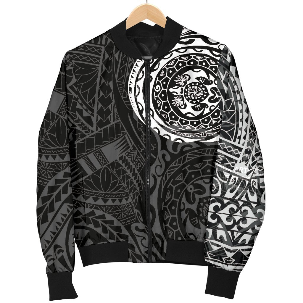 Polynesian Tattoo Style Men's Bomber Jacket White - Polynesian Pride