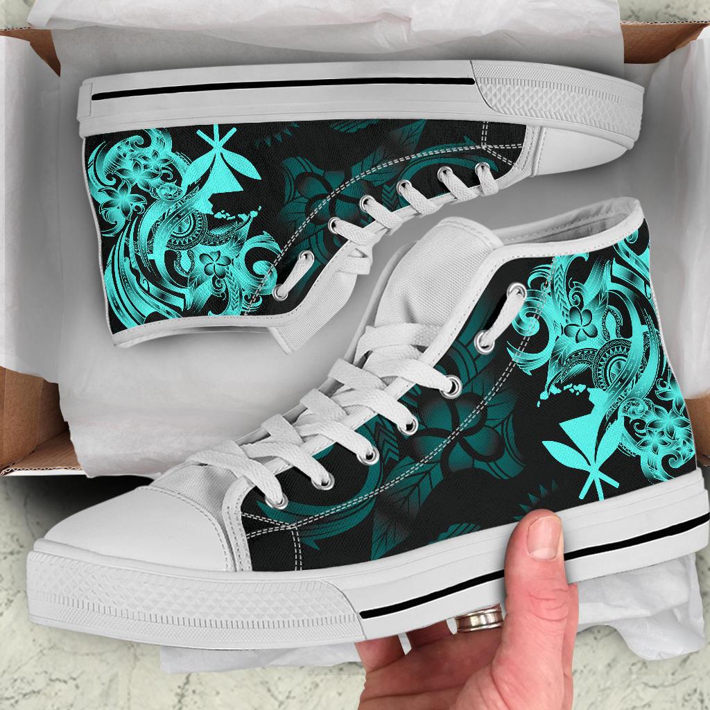 Polynesian Hawaii High Top Shoes - Kanaka Maoli Blue Turtle - Polynesian Pride
