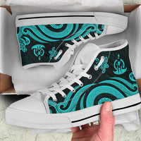 Vanuatu High Top Canvas Shoes - Turquoise Tentacle Turtle - Polynesian Pride