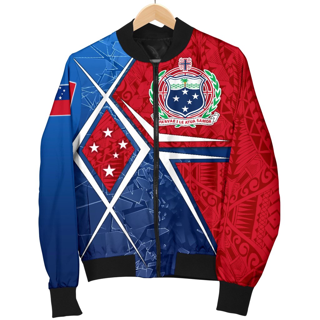 Samoa Men's Bomber Jacket - Samoa Flag with Polynesian Patterns - Polynesian Pride