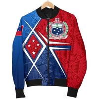 Samoa Men's Bomber Jacket - Samoa Flag with Polynesian Patterns - Polynesian Pride