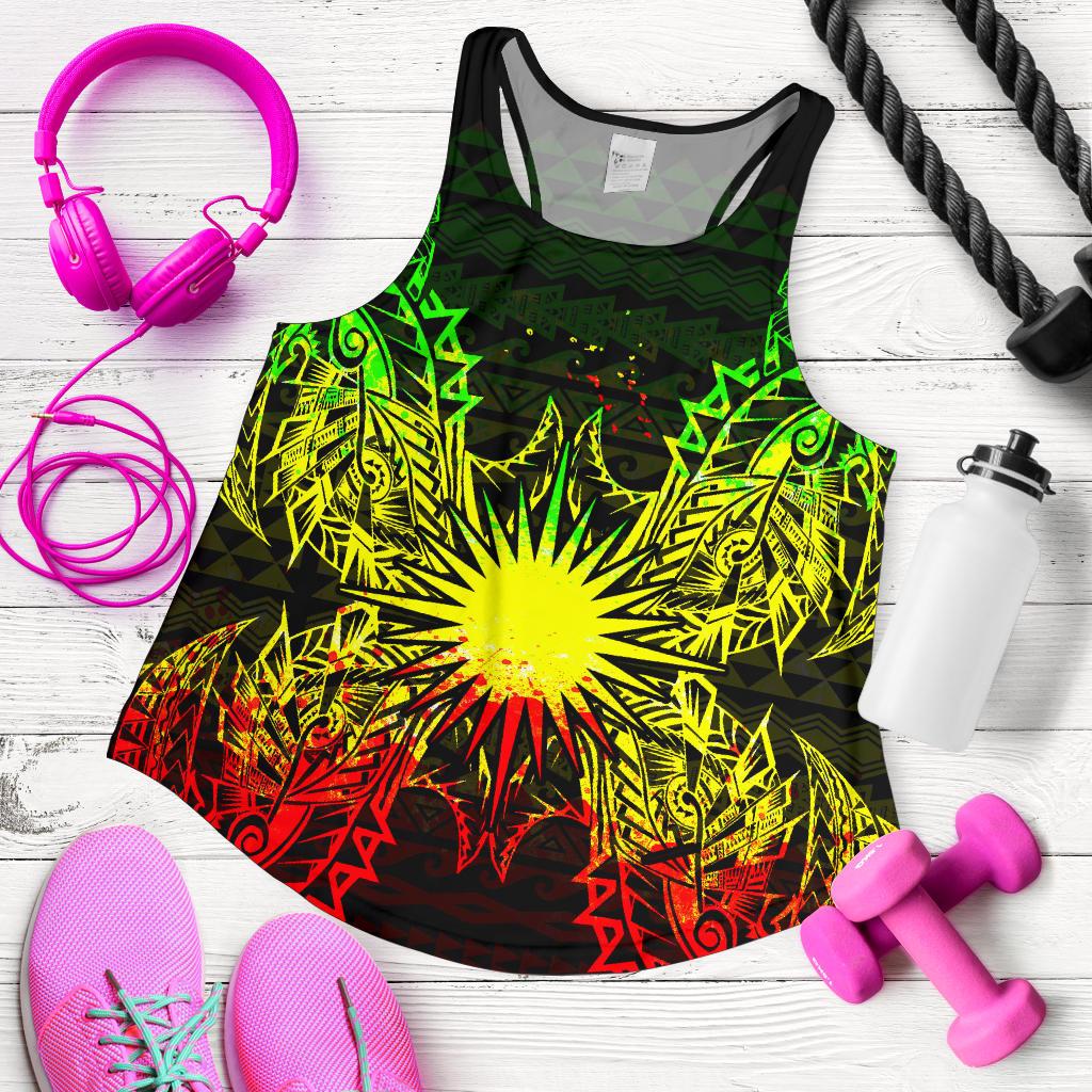 Marshall Islands Polynesian Women Tank Top Map Reggae - Polynesian Pride